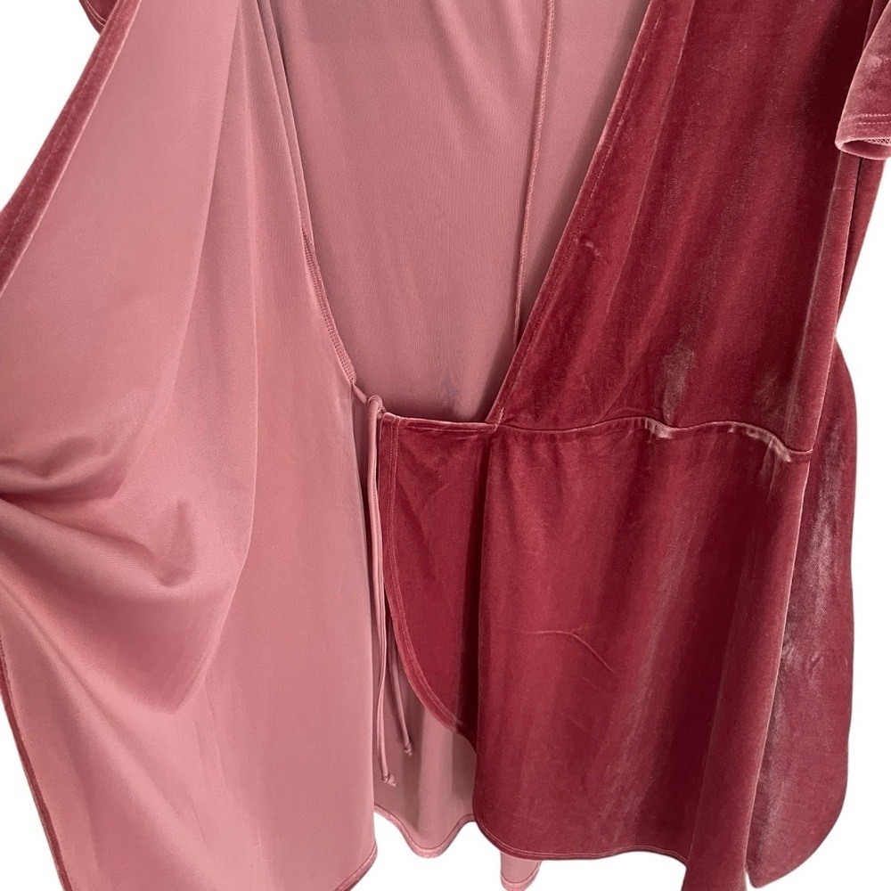 Socialite Pink Velour Wrap Dress Mini V Neck - Picture 7 of 7